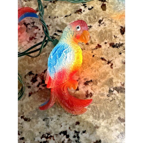Tropical Paradise Parrot String Lights 10 Parrots 4" Each Rubber Indoor Outdoor - Picture 7 of 12
